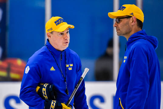 Sveriges förbundskapten Rikard Grönborg och Peter Popovic