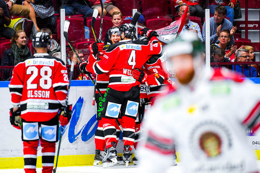 Malmö Redhawks spelare jublar