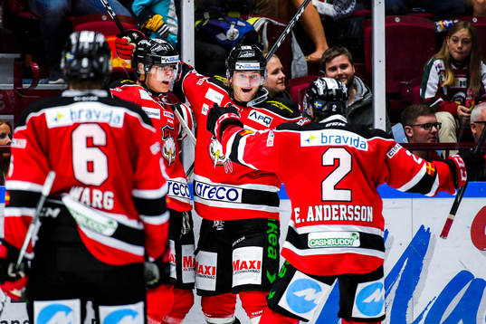 Malmö Redhawks Fredrik Händemark, Kim Rosdahl och Erik