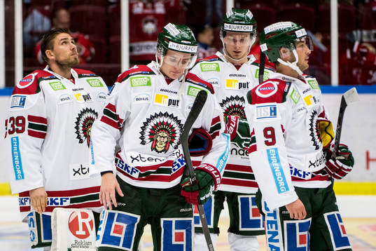Frölundas målvakt Dan Bakala, Christoffer Ehn och Victor
