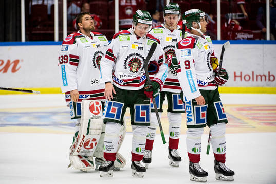 Frölundas målvakt Dan Bakala, Christoffer Ehn och Victor