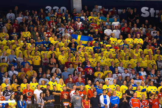 Svenska supportrar på läktaren
