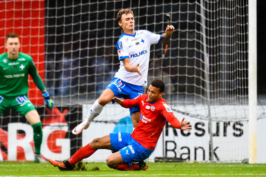 Helsingborgs Tyrell Rusike och Norrköpings Linus Wahlqvist