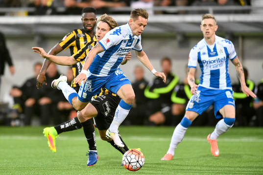 Häckens Rasmus Schuller och IFK Göteborgs Jakob Ankersen