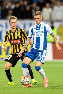 Häckens Joel Andersson och IFK Göteborgs Sören Rieks