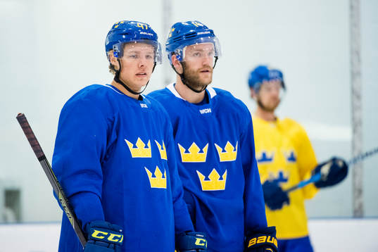 Sveriges Hampus Lindholm och Mattias Ekholm