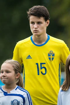 Sveriges Helmer Andersson i fotbollsmatchen mellan Sverige