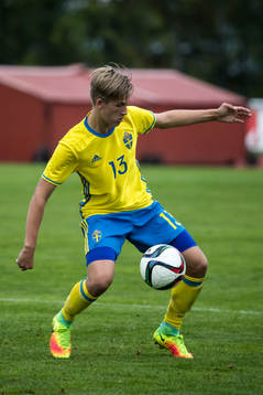 Sveriges Fredrik Hammar i fotbollsmatchen mellan Sverige