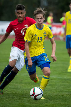 Sveriges Fredrik Hammar i fotbollsmatchen mellan Sverige