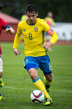 Sveriges Kevin Ackermann i fotbollsmatchen mellan Sverige
