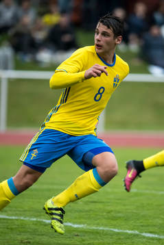 Sveriges Kevin Ackermann i fotbollsmatchen mellan Sverige