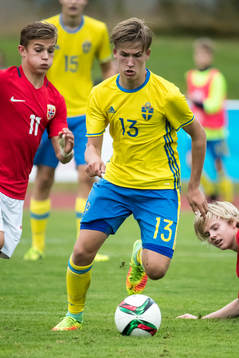 Sveriges Fredrik Hammar i fotbollsmatchen mellan Sverige