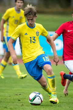 Sveriges Fredrik Hammar i fotbollsmatchen mellan Sverige
