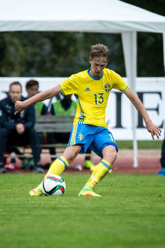 Sveriges Fredrik Hammar i fotbollsmatchen mellan Sverige