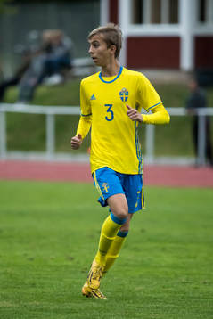 Sveriges Alan Hjulström i fotbollsmatchen mellan Sverige