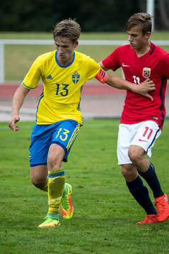 Sveriges Fredrik Hammar i fotbollsmatchen mellan Sverige