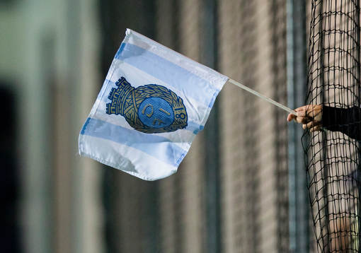 en ung Geflesupporter med en flagga