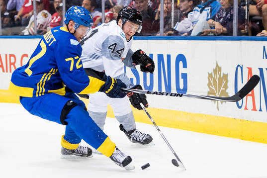 Sveriges Patric Hörnqvist och Nordamerikas Morgan Rielly