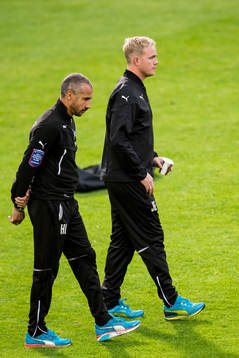 Helsingborgs manager Henrik Larsson och assisterande