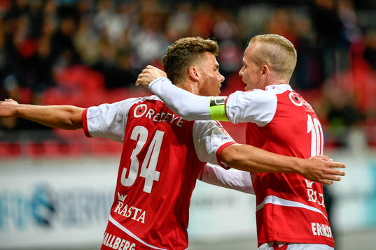 Kalmars Herman Hallberg och Tobias Eriksson jublar