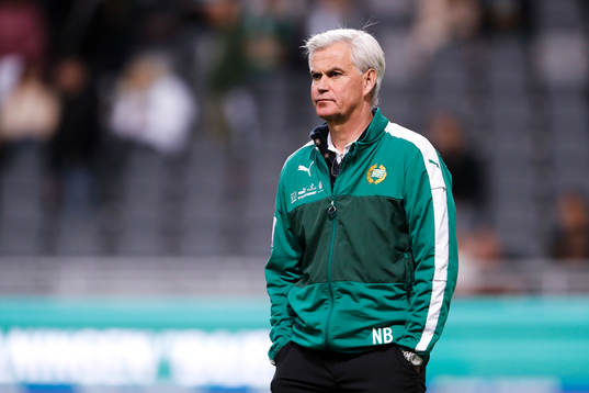 Hammarbys tränare Nanne Bergstrand före fotbollsmatchen i