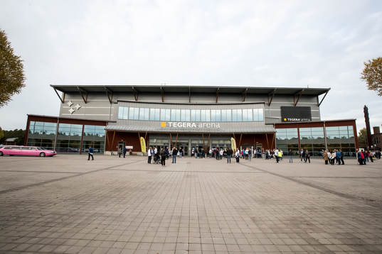Tegera Arena innan ishockeymatchen i SHL mellan Leksand och