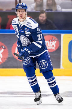 Leksands Sondre Olden  i ishockeymatchen i SHL mellan