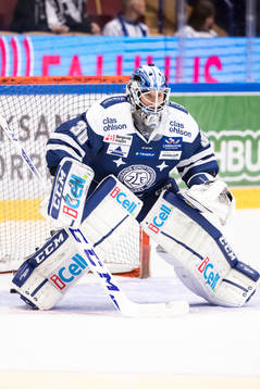 Leksands målvakt Henrik Haukeland  i ishockeymatchen i SHL