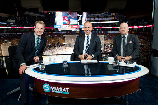 Viasat Hockeys studio med experterna Niklas Jihde, Erik