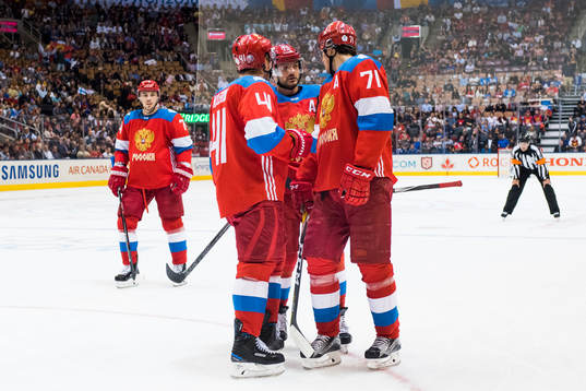 Rysslands Nikolay Kulemin, Andrei Markov, Evgeni Malkin
