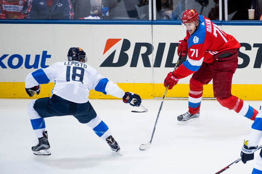 Finlands Sami Lepistö och Rysslands Evgeni Malkin