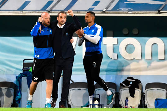 Malmö FFs tränare Allan Kuhn  jublar