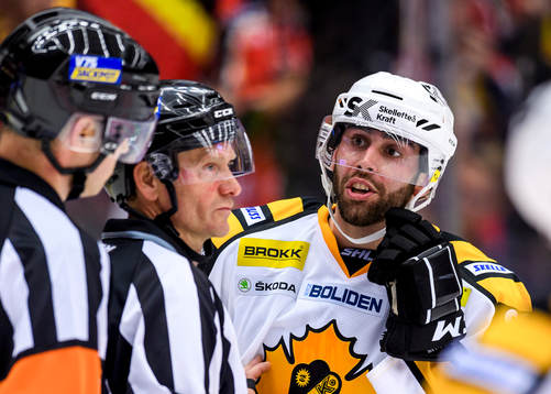 Skellefteås Johan Alm pratar ned domaren