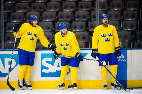 Sveriges Loui Eriksson, Henrik Sedin och Daniel Sedin