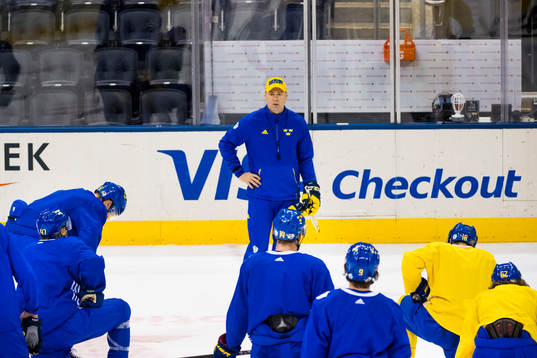 Sveriges förbundskapten Rikard Grönborg instruerar