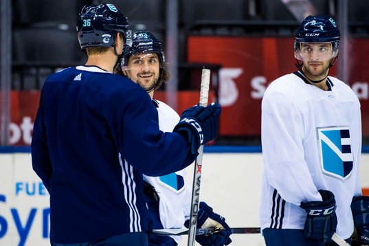 Europas Jannik Hansen, Mats Zuccarello och Tobias Rieder