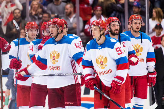 Rysslands Nikolay Kulemin och Vladislav Namestnikov deppar