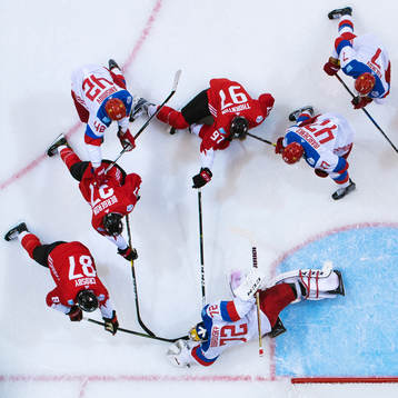 Kanadas Sidney Crosby, Patrice Bergeron och Joe Thornton