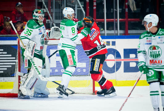 Rögles målvakt Oscar Dansk, Jesper Williamsson och