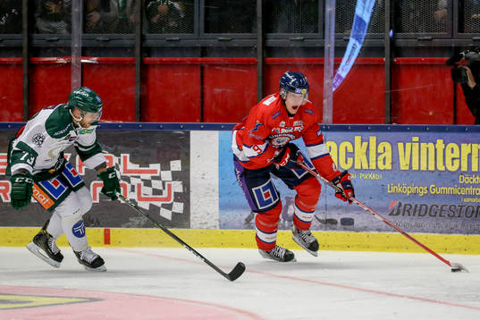 Linköpings Anton Karlsson och Färjestads Anton Grundel