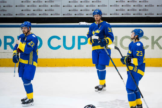Sveriges Daniel Sedin, Henrik Sedin och Oliver Ekman