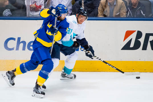 Sveriges Mattias Ekholm och Europas Marian Hossa