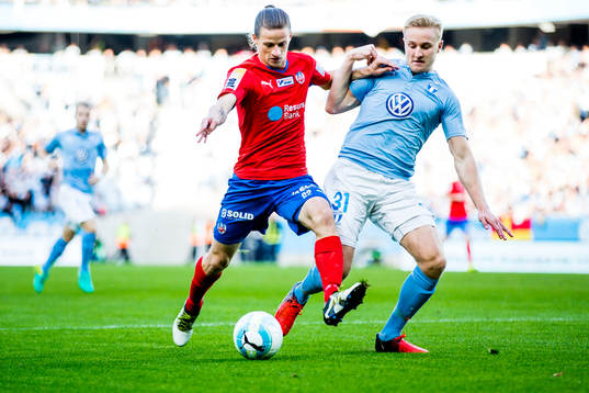 Helsingborgs Jesper Lange och Malmö FFs Franz Brorsson