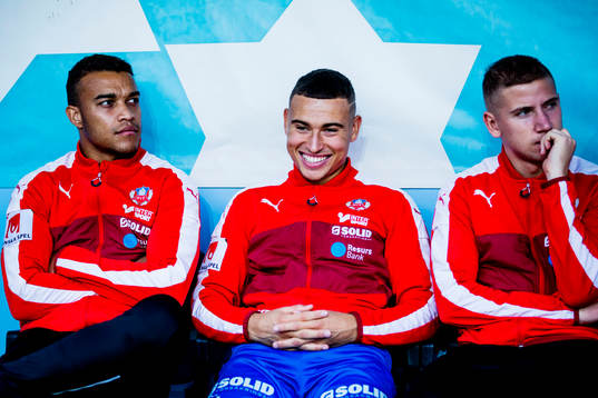 Helsingborgs Tyrell Rusike, Jordan Larsson och Darijan