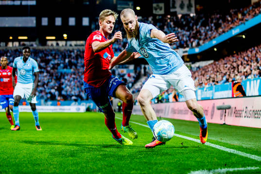 Helsingborgs Johan Mårtensson och Malmö FFs Jo Inge Berget