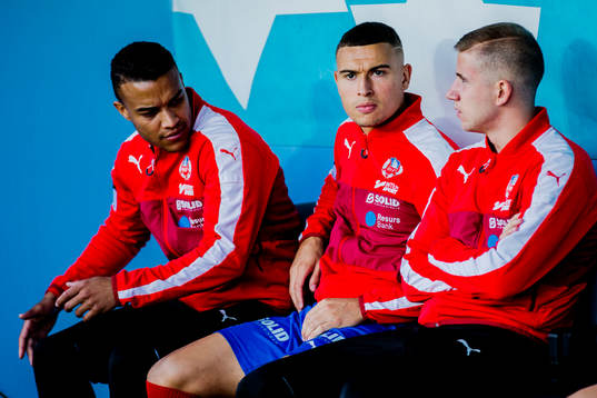 Helsingborgs Tyrell Rusike, Jordan Larsson och Darijan