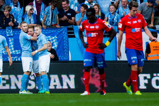 Malmö FFs Anton Tinnerholm, Anders Christiansen och Oscar