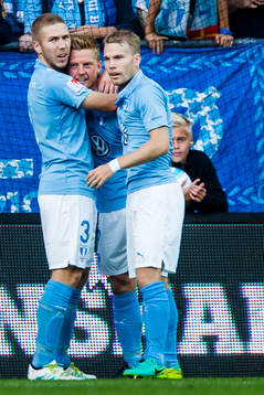 Malmö FFs Anton Tinnerholm, Anders Christiansen och Oscar