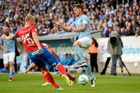 Helsingborgs Peter Larsson och Malmö FFs Markus Rosenberg