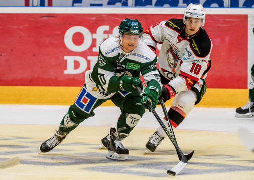 Färjestads Marcus Nilsson och Malmö Redhawks Robin Alvarez
